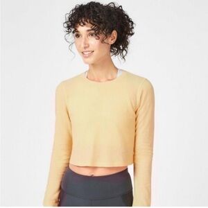 Sweaty Betty Yellow Waffle Knit Crop Top Yellow- Size Medium NWOT